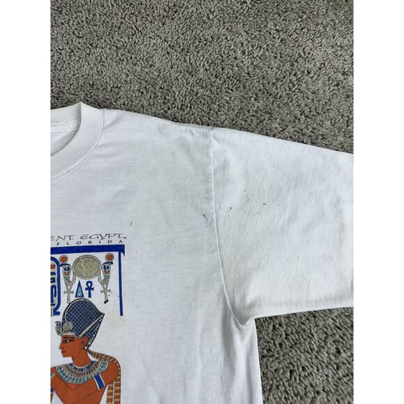 VINTAGE Splendors of Ancient Egypt Shirt Mens Medium White Graphic Made USA 90s - Picture 4 of 13